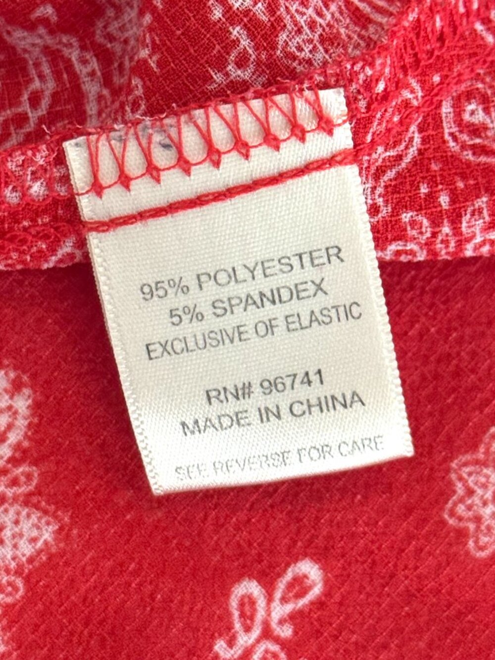 Self Esteem Red Bandana Flowy Blouse 3X Smocked Neckline July 4 Americana - Picture 5 of 9